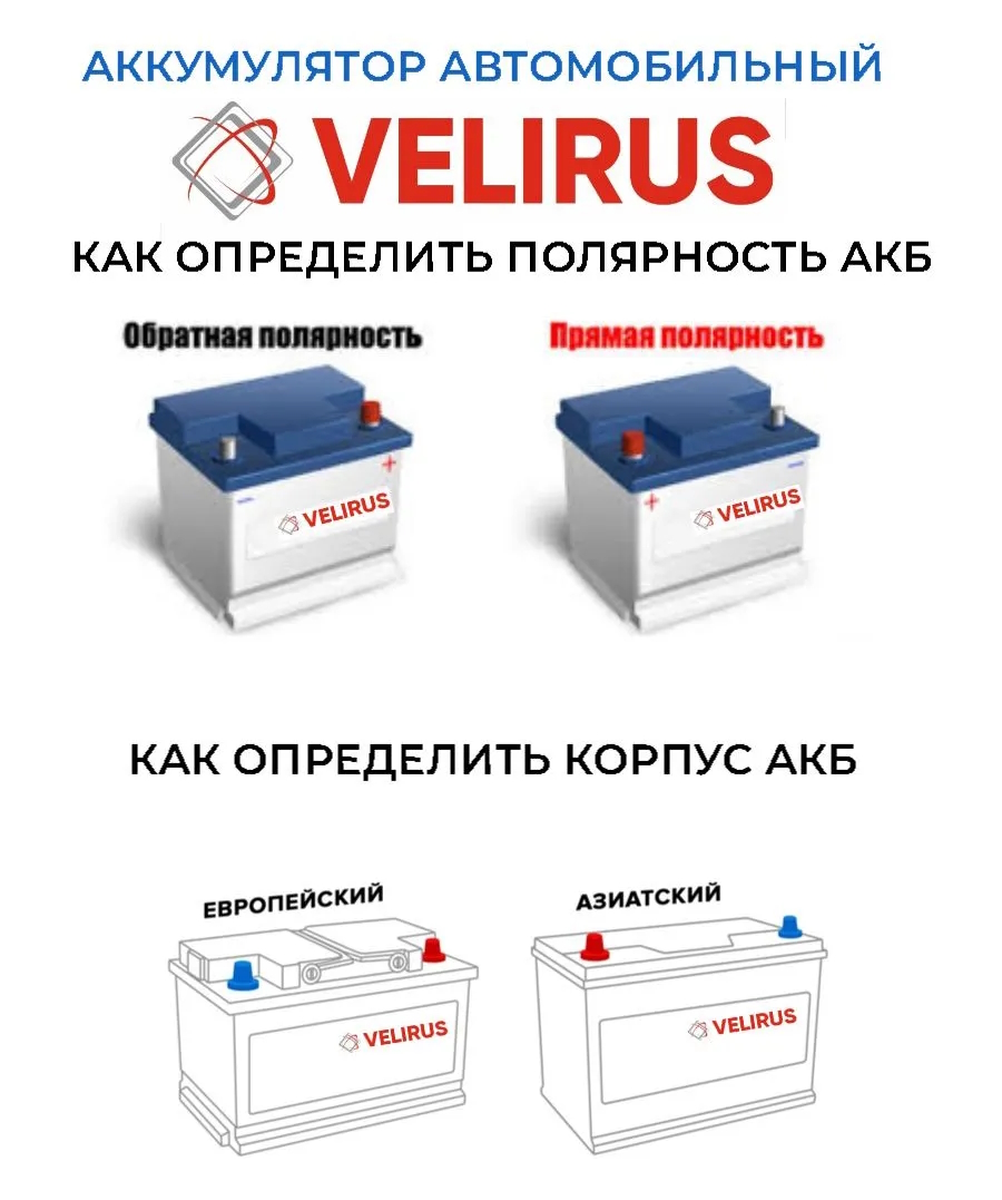 Аккумулятор автомобильный АКОМ 6СТ-55 VELIRUS EN 500