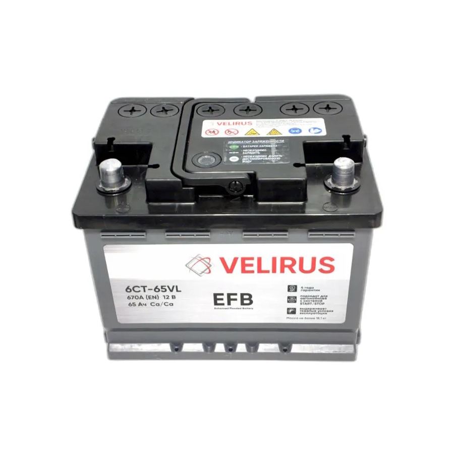 Аккумулятор автомобильный АКОМ 6СТ-65 VELIRUS+EFB EN670