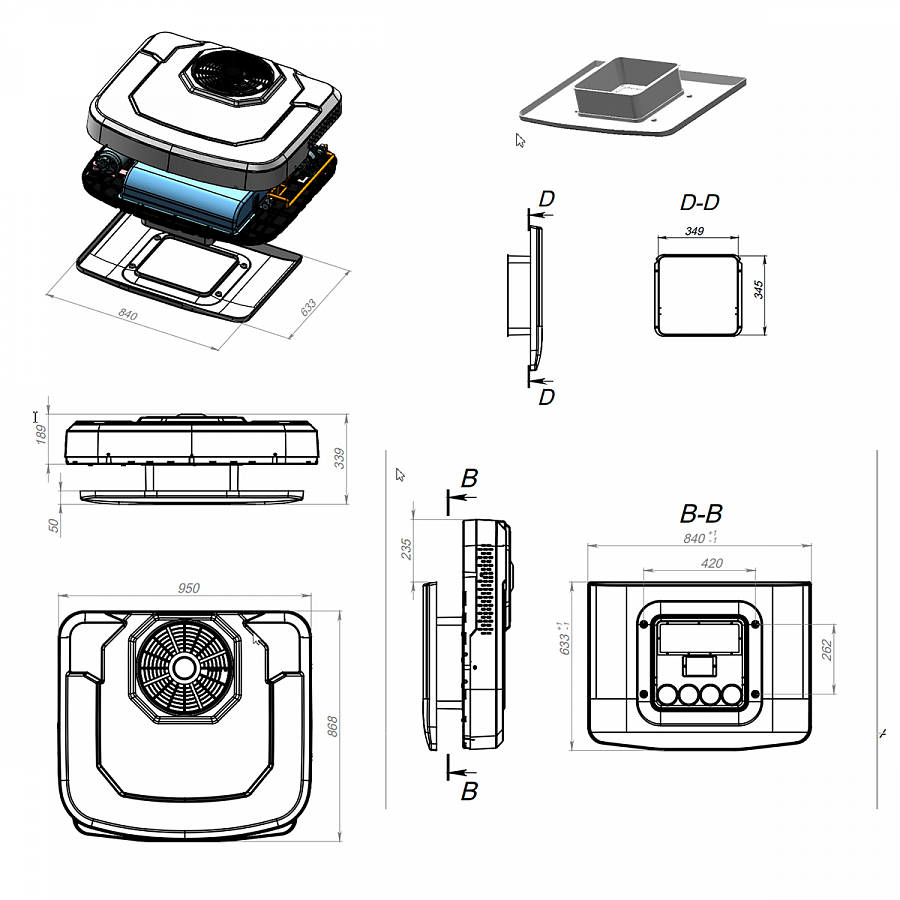 Автокондиционер электрический МОНОБЛОК AXI-2000 24В