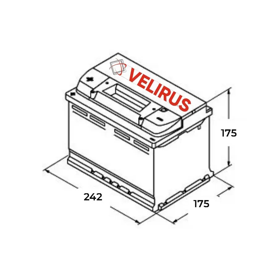 Аккумулятор автомобильный АКОМ 6СТ-60 VELIRUS LB-ЕВРО EN 590 (низк.форм)