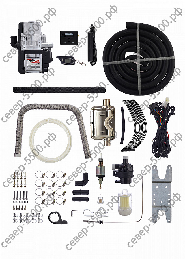 Автономный подогреватель двигателя СЕВЕРМАКС 5000-2 MINI (бензин/дизель) 12В, с пультом ДУ
